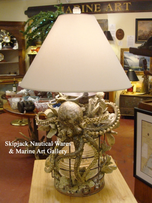 "On the Bottom of the Sea" Original Marine Art Sculpture Table Lamp by Kevin Collins